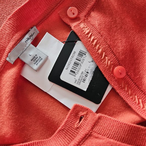 NWT!!! HALOGEN, Orange 3/4 sleeve button down cardigan - Picture 15 of 15